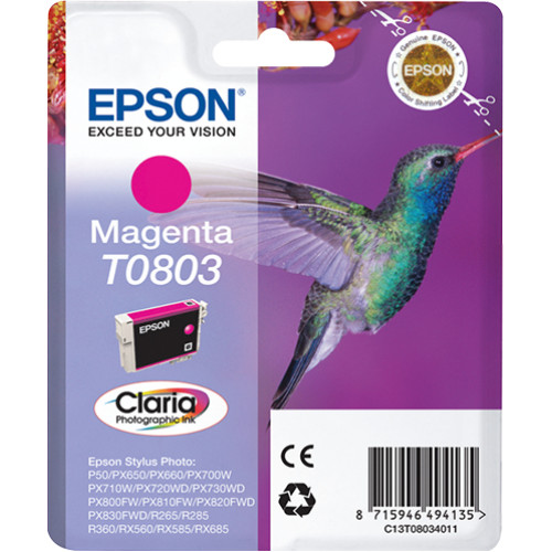 Epson Hummingbird Singlepack Magenta T0803 Claria Photographic Ink
