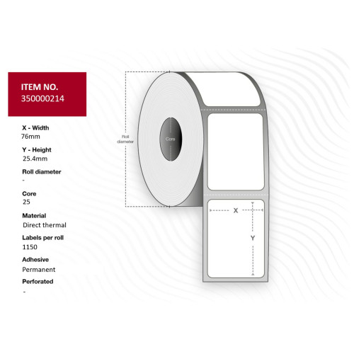 Label 76x25.4 - Core 25.