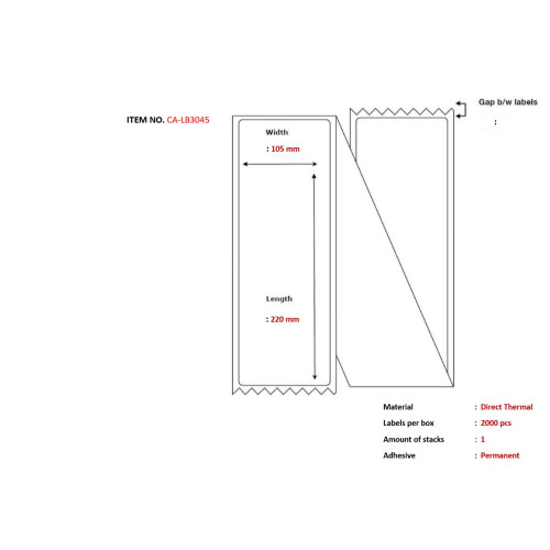 Label 105x220, Core Fanfold
