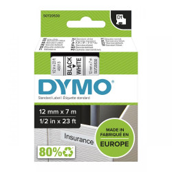 Dymo 45013 D1 12mm x 7m Black on White Tape