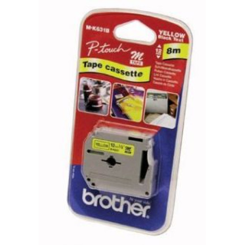 Brother MK631BZ Black on Yellow 8M x 12mm Plastic Tape
