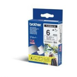 Brother TZEFX211 Black on White 8M x 6mm Flexi Tape