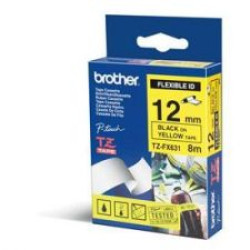 Brother TZEFX631 Black on Yellow 8M x 12mm Flexi Tape