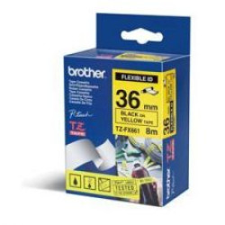 Brother TZEFX661 Black on Yellow 8M x 36mm Flexi Tape