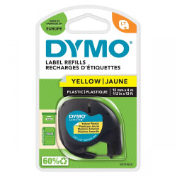 Dymo 91202 12mmx4m Black On Yellow Plastic Tape