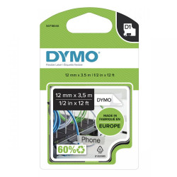 Dymo 16957 D1 12mm x 3.5m Black on White Tape