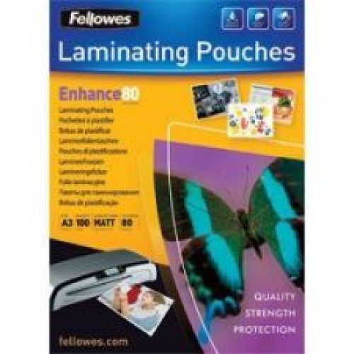 Fellowes 5452003 Matt A3 80Mic Pouch 100pk