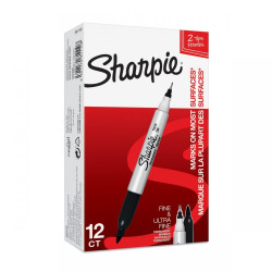 Sharpie S0811100 Twin Tip Black Pens Box of 12