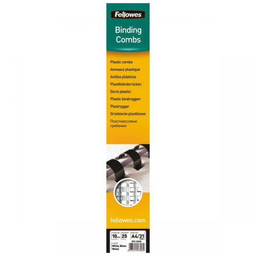 Fellowes 5330803 10mm White Comb 25pk