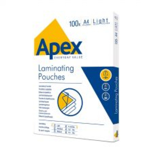 Fellowes Apex 6003201 A4 Light Duty Pouch 100 Pk