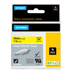 Dymo 1805444 24mm Yellow Heat Shrink Tube