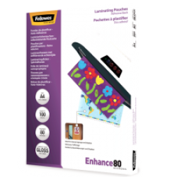 Fellowes 53022 A4 80Mic Adhesive Backed Pouch 100pk