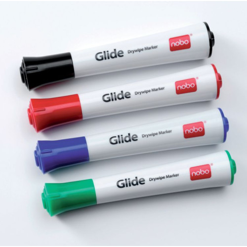 Nobo 1902077 Glide Drywipe Markers Pack of 4 Fine Tip