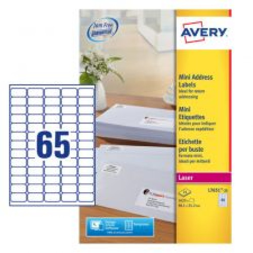 Avery L7651-25 Mini Address Labels 25 sheets - 65 Labels per Sheet