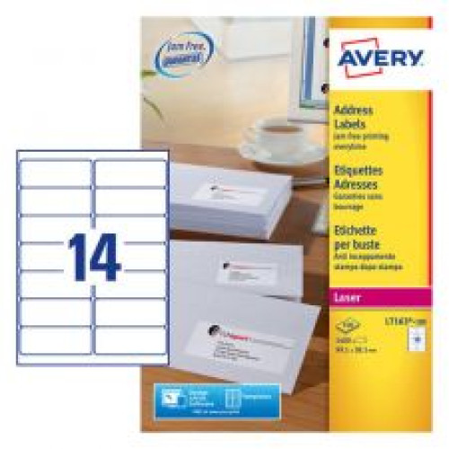 Avery L7163-100 Address Labels 100 sheets - 14 Labels per Sheet