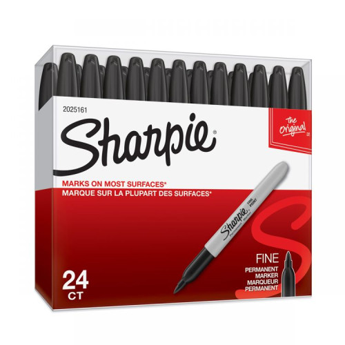 Sharpie 2077128 Fine Black Permanent Pens Box of 24
