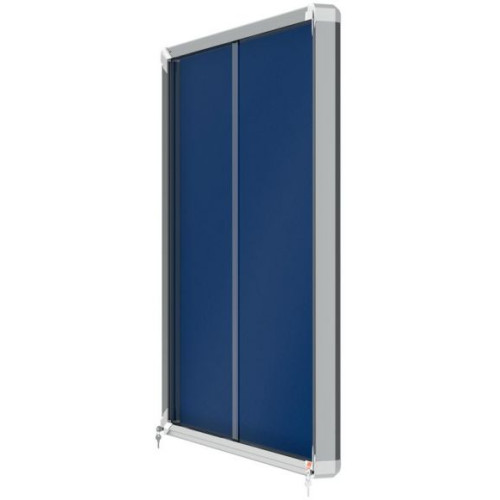 Nobo 1902566 Premium Plus Blue Felt Lockable Notice Board 12xA4