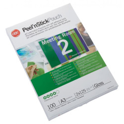 GBC 3747236 Peel n Stick Pouch Gloss A3 125 micron Pack of 100