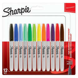 Sharpie 2065404 Permanent Markers 0.9mm Fine Point 12 Assorted Colours