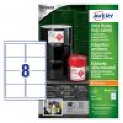 Avery B3427-50 Ultra Resistant Labels 50 sheets - 8 Labels per Sheet