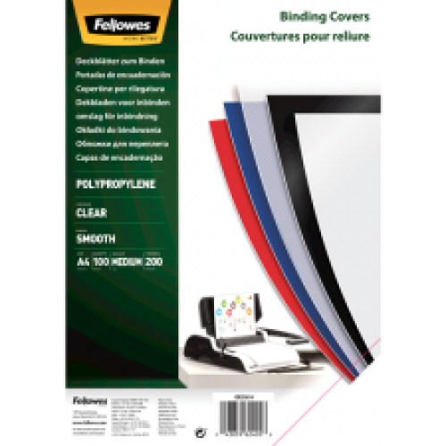 Fellowes PP Clear Binding Cover - A4 200 Mic x100
