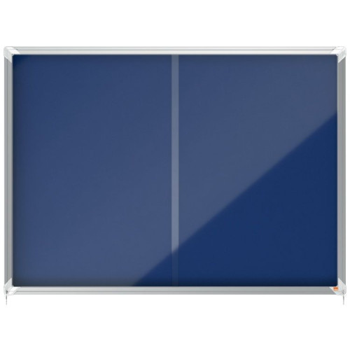 Nobo 1915334 18 x A4 Premium+ lockable Notice Board with Blue Felt
