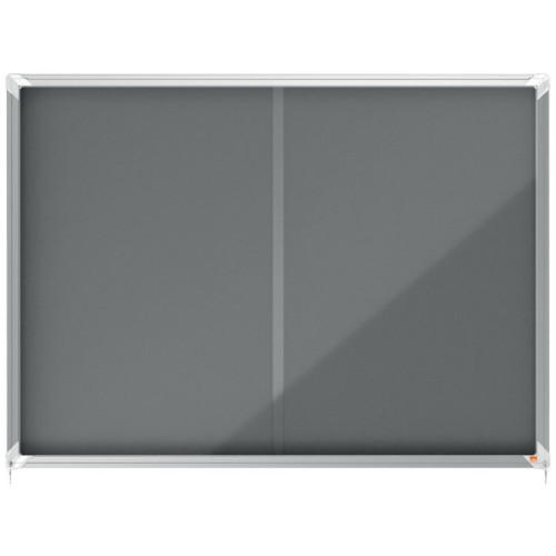 Nobo 1915338 18 x A4 Premium+ lockable Notice Board with Grey Felt