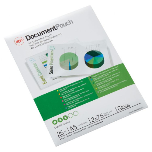 GBC 3740483 A5 Gloss Document Pouch 75 micron 25Pk