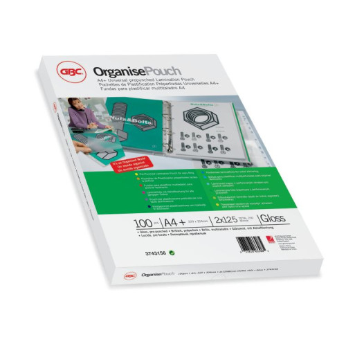 GBC 3743156 A4 Organise Gloss Pouch 125 Micron 100Pk