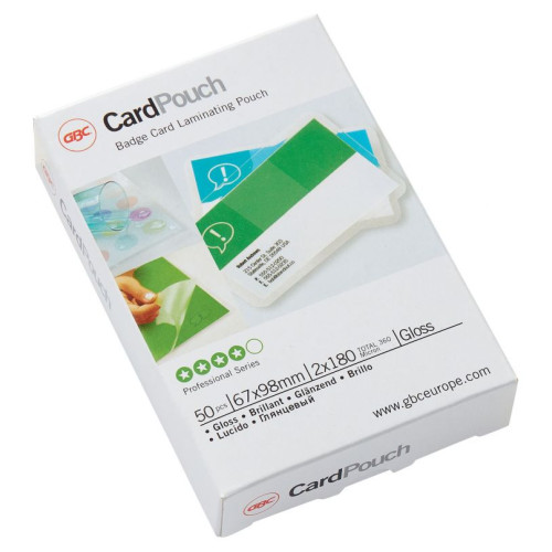 GBC 41611E 67x99mm Gloss Card Pouch 180 Micron 100Pk