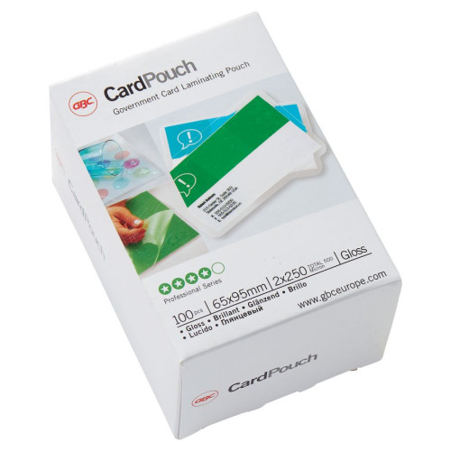 GBC 3740432 65x95mm Gloss Card Pouch 250 Micron 100Pk
