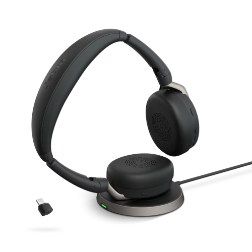 Jabra Evolve2 65 Flex Link 380 USB-C UC Stereo Headset and Wireless Charging