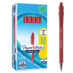 Paper Mate S0190413 Flexgrip Ultra Retractable Ballpoint Red Pen 1mm Box of 12