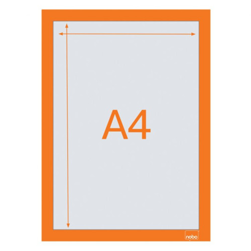Nobo 1915695 Self-adhesive Magnetic Poster Frame A4 Orange