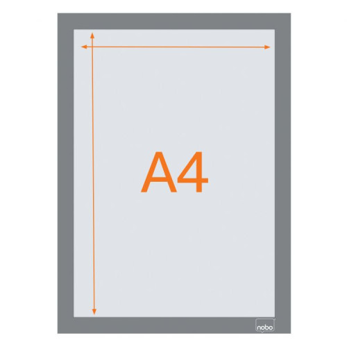 Nobo 1915696 Self-adhesive Magnetic Poster Frame A4 Silver