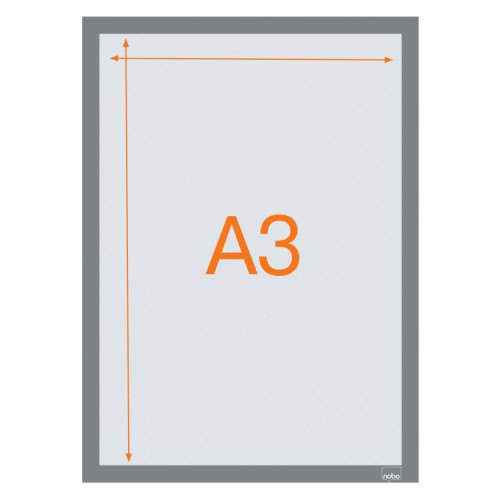 Nobo 1915699 Self-adhesive Magnetic Poster Frame A3 Silver