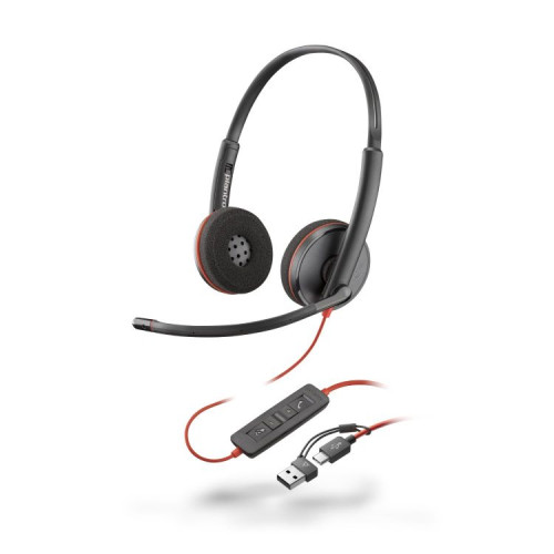 HP Poly Blackwire C3220 USB-C Stereo Headset with USB Adaptor environment friendly bag