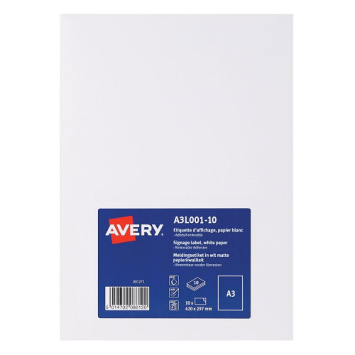 Avery A3L001-10 A3 Matt Printable Signage 10 Sheets
