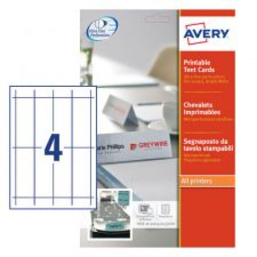 Avery L4794-10 120 x 45mm Tent Cards 10 Sheets - 4 Cards per Sheet