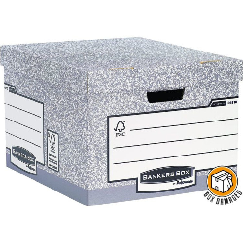 Bankers Box BOX DAMAGED - System Large Storage Box Grey Pack of 10