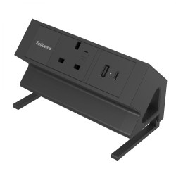 Fellowes Power Desk 1 Socket, 1 USB-A & 1 USB-C Ports Black