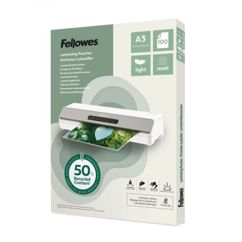 Fellowes Recycled A3 Matt Lam Pouch 100pk