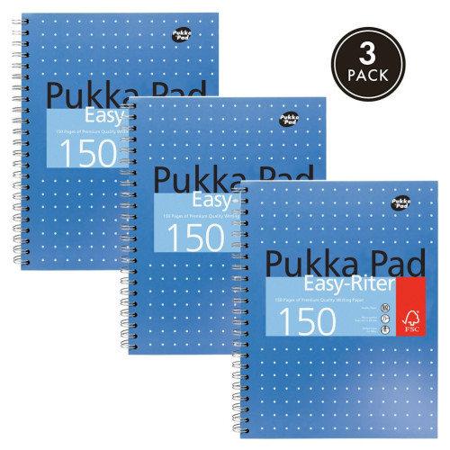 Pukka A4 Metallic Easy-Riter Pad FSC Mix (Pack of 3)