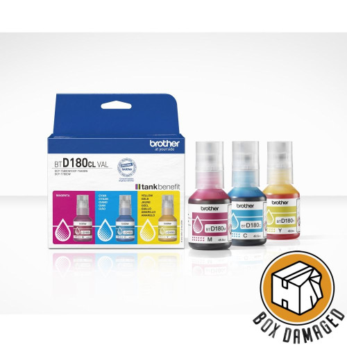 Brother BOX DAMAGED BTD180CLVAL C-M-Y Ink Bottles 48.8ml