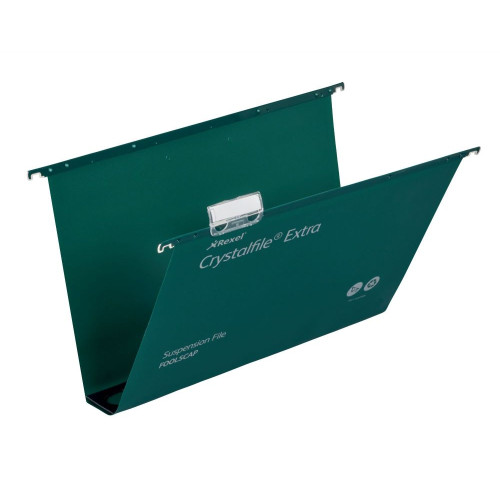 Rexel Crystalfile Extra Foolscap Suspension File 50mm V-base pack of 25
