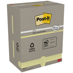 Post-it Pack of 16 Recycled Notes 76x127 mm Canary Yellow