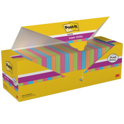 Post-it Pack of 24 Notes Super Sticky 76x76mm 90 Sheet Assorted Colours