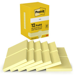 Post-it Pack of 12 Notes 76x76mm 100 Sheets Canary Yellow