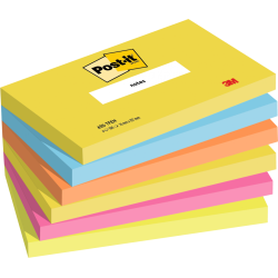 Post-it Pack of 6 Notes 76x127mm 100 Sheets Energetic Colours