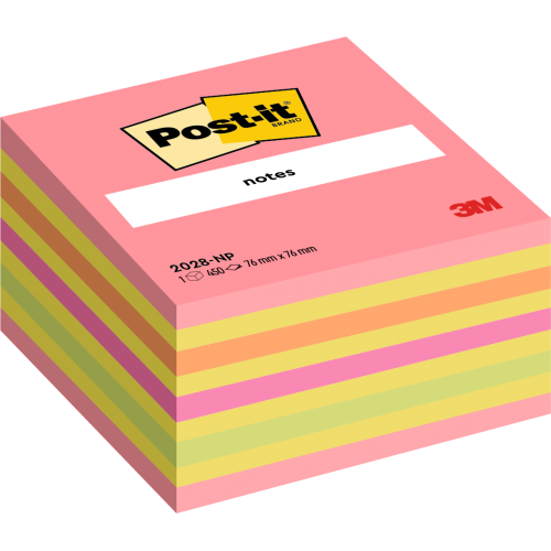 Post-it Notes Cube 76x76mm 450 Sheets Assorted Colours 2028 NP